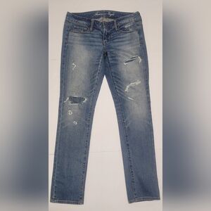 American Eagle Skinny Stretch 8 Distressed 5 Pocket Zipper Fly